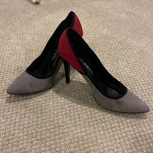 Worn Once Black Red and Gray Suede Pumps